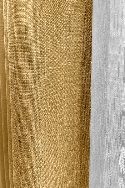Luvora Home Nova Series Pleatless Linen Background Curtain - Mustard