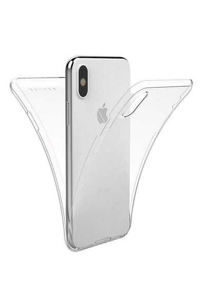 OEM 360° compatible iPhone XS Max case (front+back) silicone, Transparent