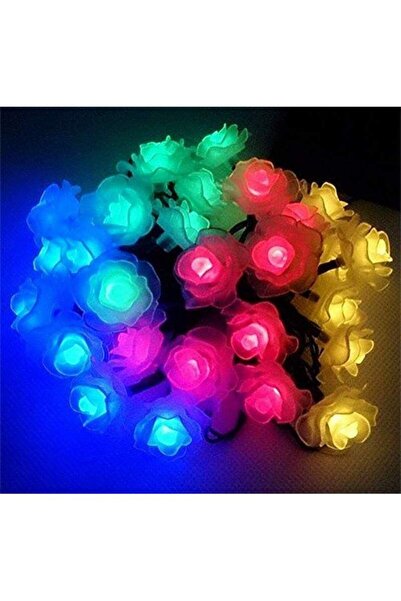 SIKS Ghirlandă luminoasă de grădină cu trandafiri, cu energie solară, 50 LED-...