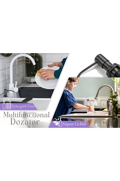 ZEQAS Stainless Steel Countertop/Sink Recessed Soap/Detergent Dispenser – Generous, Elegant Plastic Tank