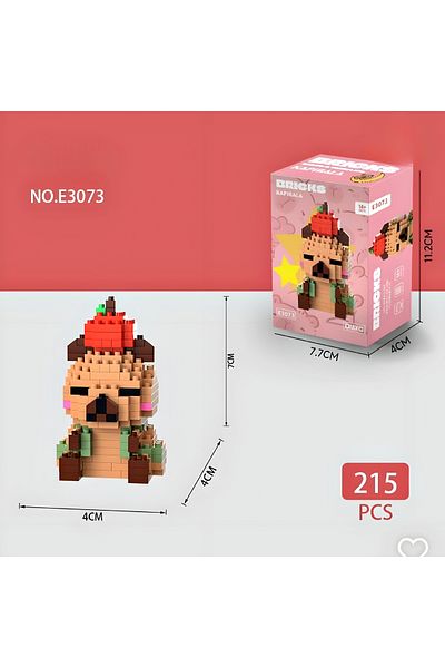 DEK Capybara Bricks Building Toy Set 215 Pieces – Cute Model with Apple Hat (7 cm)