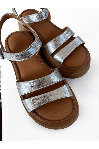sorella Women's Orthopedic Sole Gold/Silver Genuine Leather Sandals - Sorti̇e