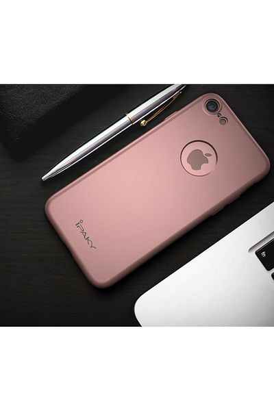OEM Husă IPAKY Fashion Style - Protecție completă, decupaj 360° - iPhone 7 (auriu roz) cu protector de ecran