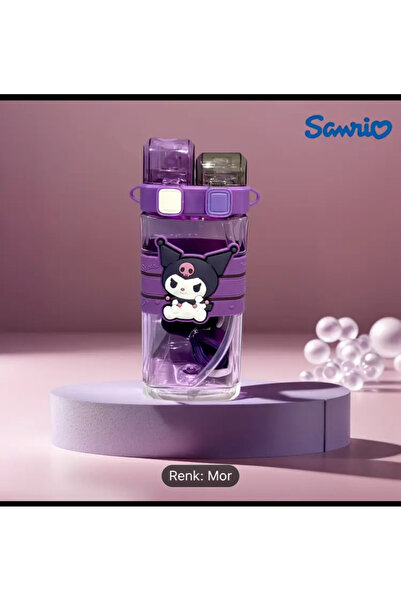 SANRIO Kuromi matara suluk çift yönlü akışlı sızdırmaz bpa içermez ayarlanabi...