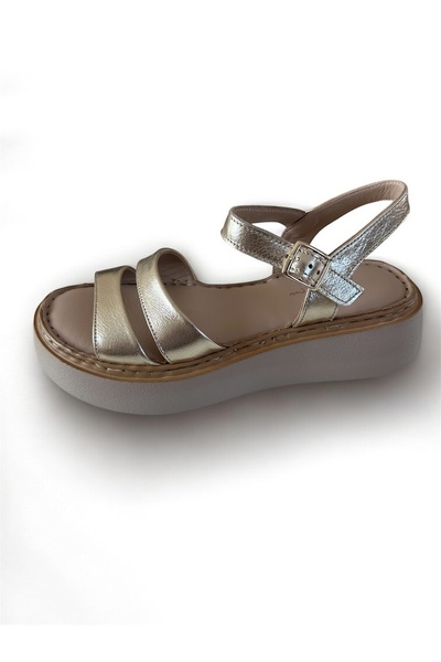 sorella Women's Orthopedic Sole Gold/Silver Genuine Leather Sandals - Sorti̇e