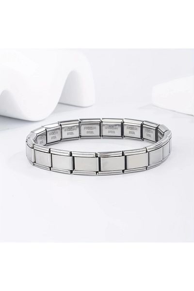 Tasarım Steel Bracelet Italian Charm Unwritten Model Unisex Men Women 3 mm 18 cm Silver Silver