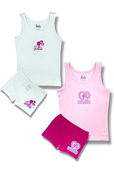 Barbie Lisanslı Kız Çocuk 2 Takım Atlet Boxer 22683-85