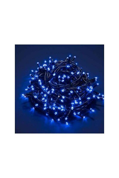 SIKS Instalație liniară cu LED-uri, cu 200 de LED-uri, lungime 16 m, fir verde închis, albastru