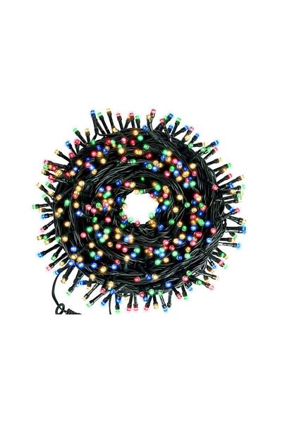 SIKS Instalație liniară cu LED-uri, cu 100 de LED-uri, lungime 7 m, fir verde închis, multicolor