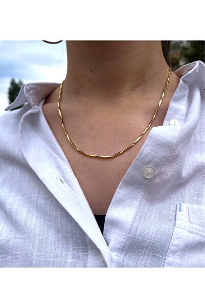 HİNESSA Steel Chic Gold Necklace