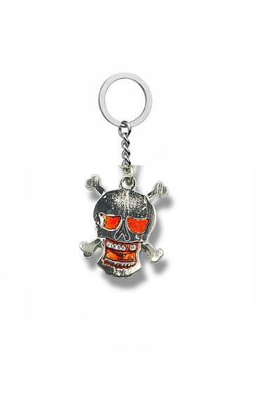 Herşey Nota Red Detailed Skull Keychain – Metal Icon of the Rebel Style
