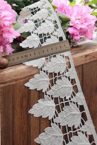 DUAYEN güpür dantel mat yaprak desen 1 metre