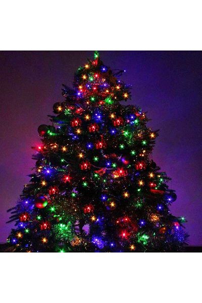 SIKS Instalație liniară cu LED-uri, cu 200 de LED-uri, lungime 16 m, fir verde închis, multicolor
