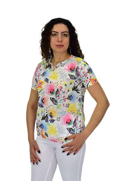 LİNSOLİTA Women's Short Sleeve Printed Blouse Bgl-St04687