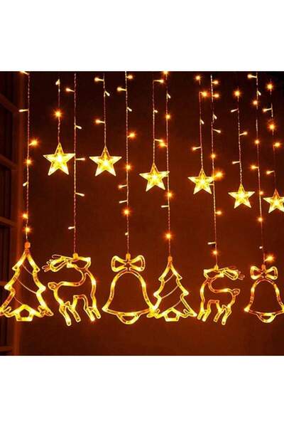 SIKS Christmas Installation, Curtain Trees, Reindeer And Bells, 4 Meters, Warm Light