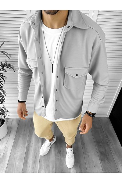 dehaine Men's shirt, casual, gray, 12910
