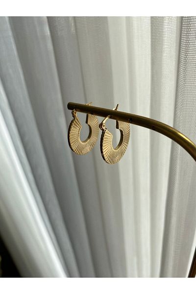 marsel aksesuar Line Model Modern Gold Color Hoop Earrings
