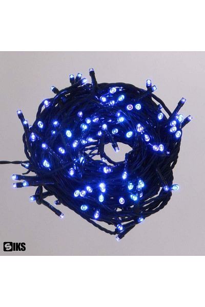 SIKS Instalație liniară cu LED-uri, cu 300 de LED-uri, lungime 20 de metri, fir verde închis, albastru