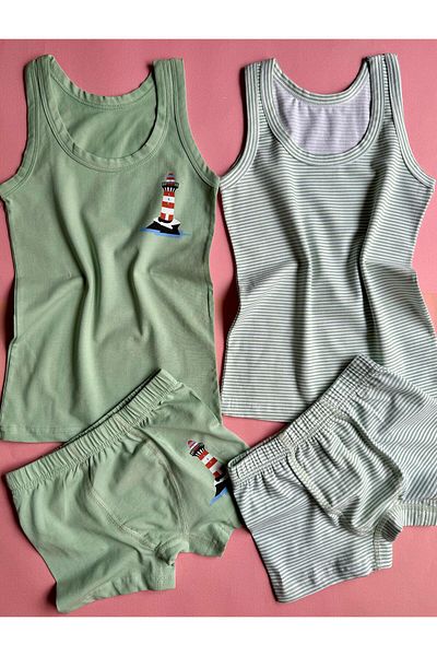 VicTroy Seaboy |   2-Piece Cotton Sailor Boy Model, Singlet and Shorts Set (4 Pieces) 10E27-28
