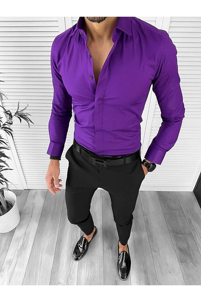 dehaine Men's shirt, elegant, purple, 12991