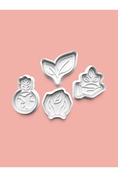 AKTASTORE قالب كوكيز طبيعي وقالب عجينة السكر مجموعة من 4 قطع 0666-set