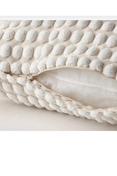 IKEA Svartpoppel kırlent kılıfı kırık beyaz 50x50cm kabartmalı