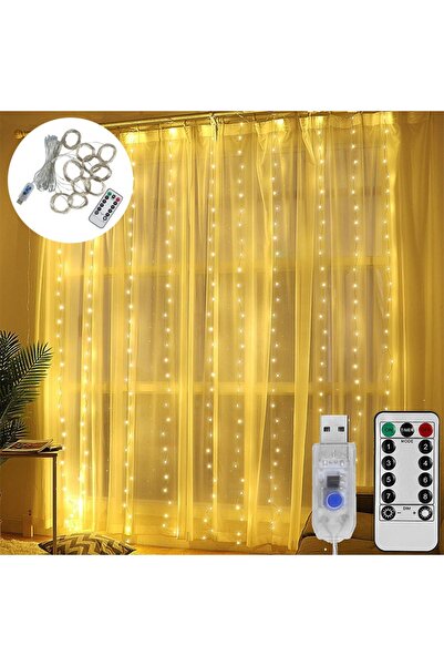 Tisul LED Perde 3mx3m ( 300ledli ) Kumandalı 8 Fonksiyon Usb Peri Led Işık Düğün Parti için Ev Bahçe