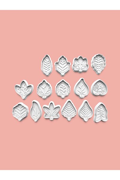 AKTASTORE Yaprak Figürü Kurabiye Kalıbı Ve Şeker Hamuru Kalıbı 15'li set
