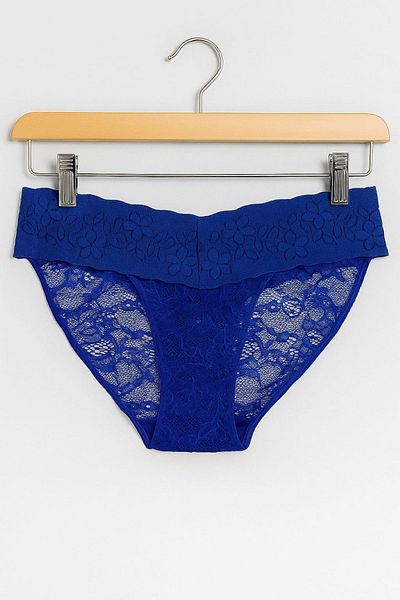 enmodaiçgiyim Saks Blue Lace Luxury Women's Slip Panties