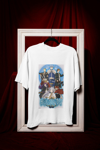 MAGORS تيشيرت FRIEREN مطبوع برقبة دائرية من القطن ذو قصة كبيرة وأكمام قصيرة ل...