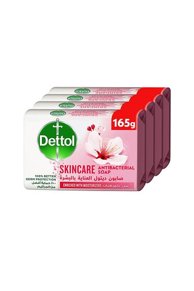 Dettol Skincare Anti-Bacterial Soap 4 x 165 g Nourishing Germ Protection for Healthy, Soft Skin