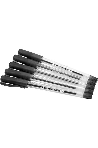Roco Dry Ink Ballpoint Pens - Black Ink, Medium Tip (5 Pieces Pack)