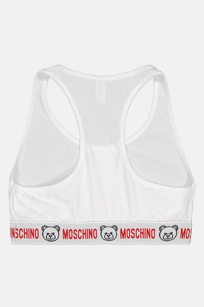 Moschino Women Embroidered Logo Non Padded Bralette, White