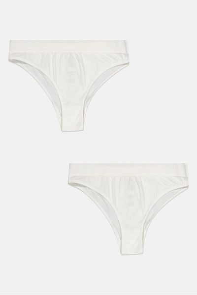 Moschino Women 2 Pieces Brand Logo Hipster Briefs, White