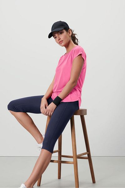 Tchibo Women Sportswear Fit Cap Sleeves Training Top, Pink