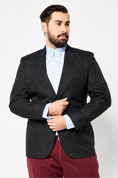 Tommy Hilfiger Men Tailored Fit Micro Check Formal Blazer, Black