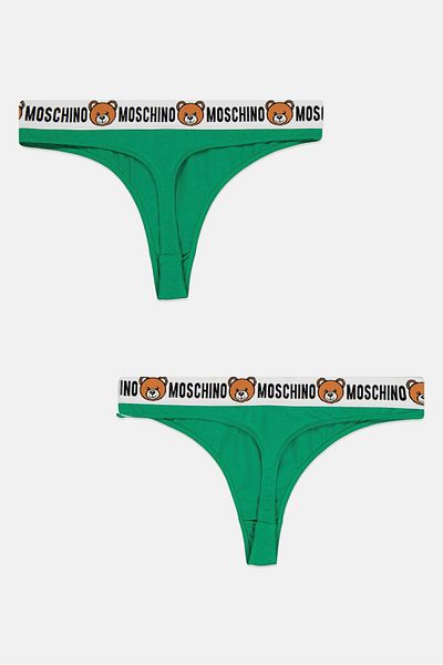 Moschino ملابس داخلية نسائية من قطعتين بشعار العلامة التجارية، باللون الأخضر