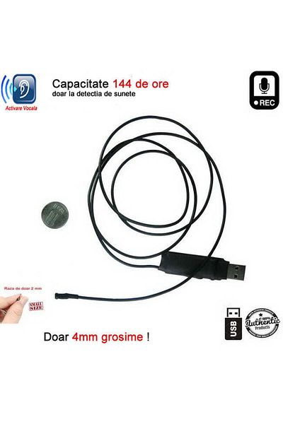 Minitechnics 2mm Voice Activated Microphone - 144 Hour Mini Voice Recorder - X-tend