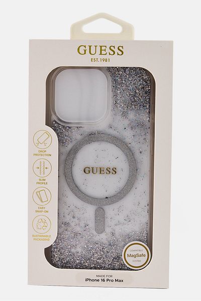 Guess iPhone 16 Pro Max Magsafe Gradiant Glitter Phone Case, Transparent