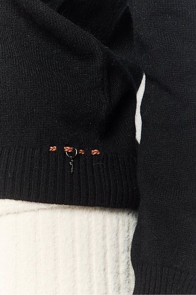 Harmont & Blaine Women V-Neck Textured Sweater, Black
