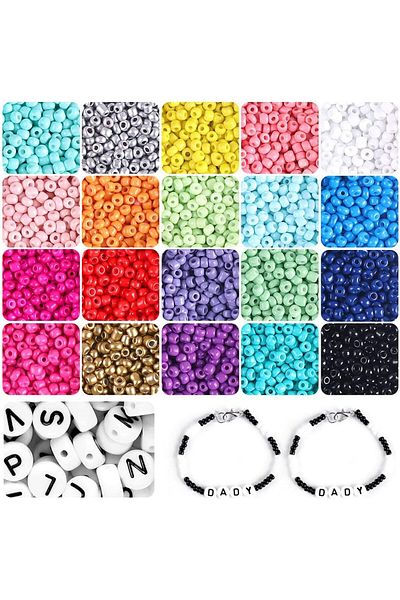 fulina 3300pcs Glass Seed Beads for Bracelets Making Kit with Letter Alphabet Beads,Gift for Girls DIY
