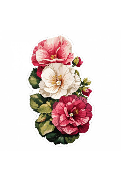 INOVATIX Set de 8 autocolante cu flori de nalbă de grădină, INOVATIX®. 6 cm