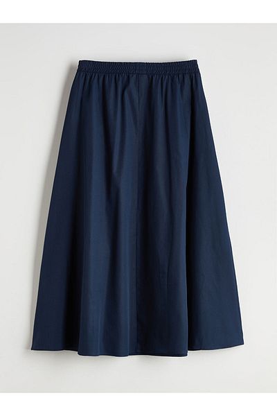 LC Waikiki Xside Navy Blue Poplin Skirt with Elastic Waist