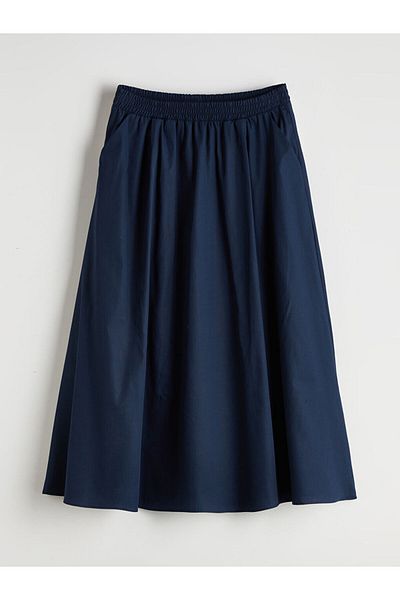 LC Waikiki Xside Navy Blue Poplin Skirt with Elastic Waist