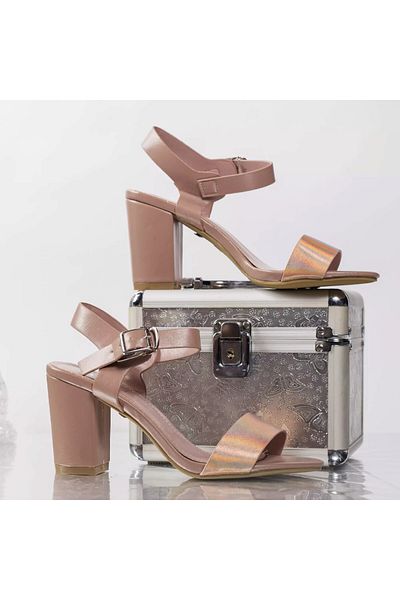 MODA STİL Sandale cu toc penelope roz piele ecologica, 36
