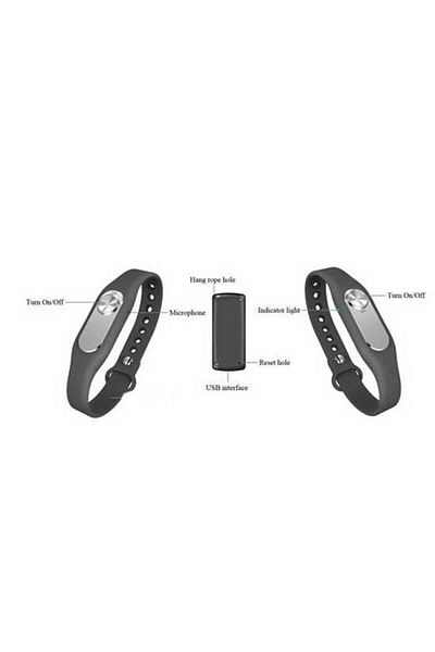 Minitechnics Discreet Bracelet Voice Recorder with Internal Memory - 20 Hours Recording, USB, Date Sync