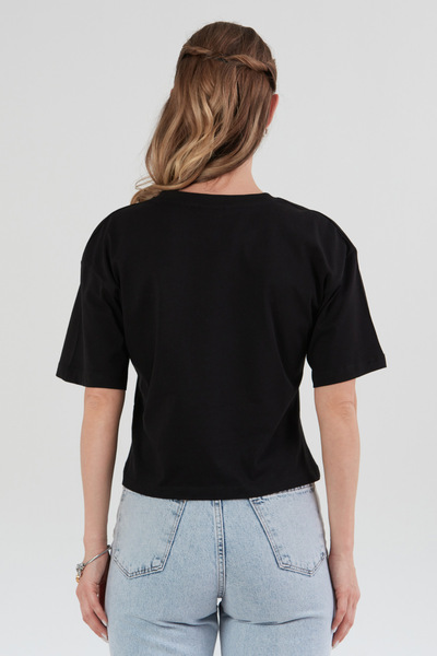 Fulla Moda Peacebud Oversize Crop T-shirt με λεπτομέρεια αξεσουάρ