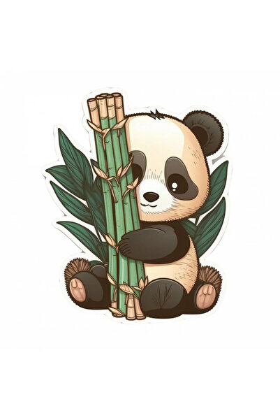 INOVATIX Set de 8 piese, Panda cu autocolant din bambus, INOVATIX®. 6 cm