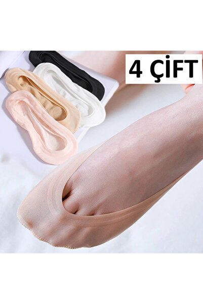 çorapmanya 4 Çift Çok Renkli Kadın Tül Suba - Babet Çorap