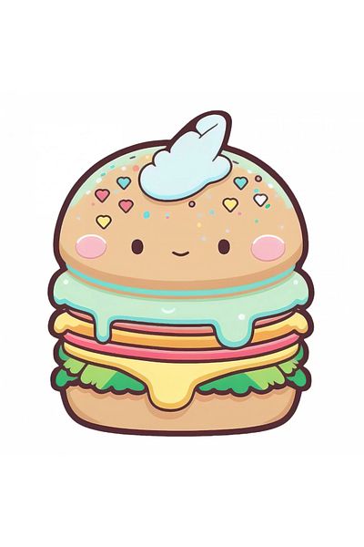 INOVATIX Set de 8 bucăți, autocolant Hot Hamburger, INOVATIX®. 6 cm